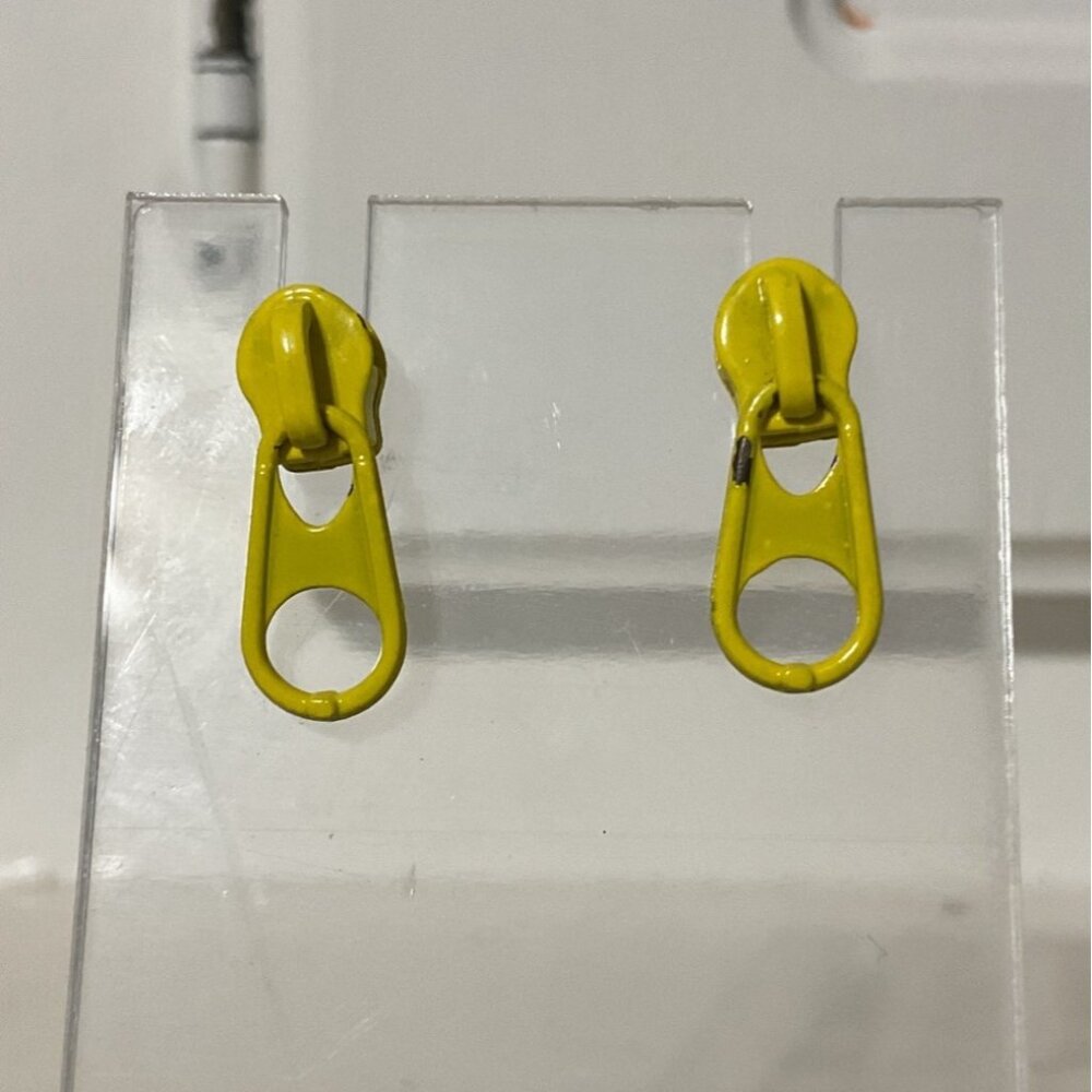 Yellow Zipper Pull Post Back Earrings
